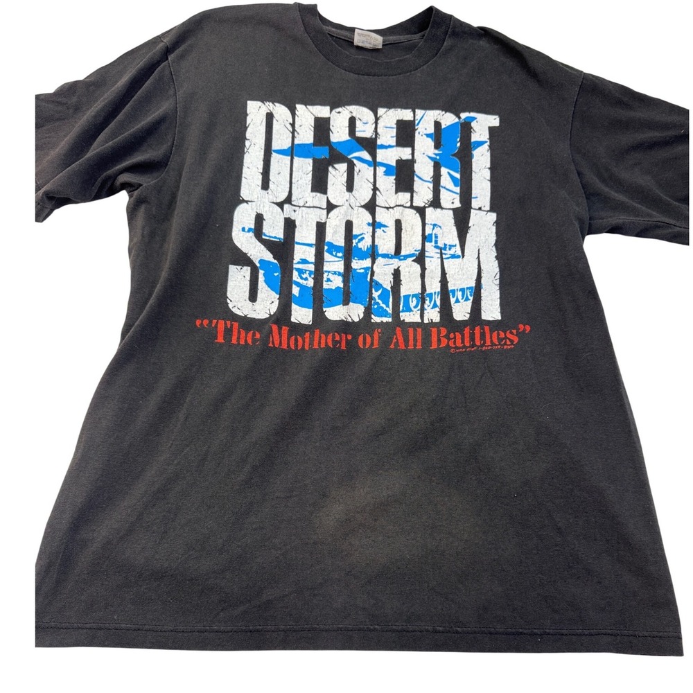 VINTAGE Desert Storm Tour T-Shirt XL Men 90s Saddam Hussein Cancelled Stedman